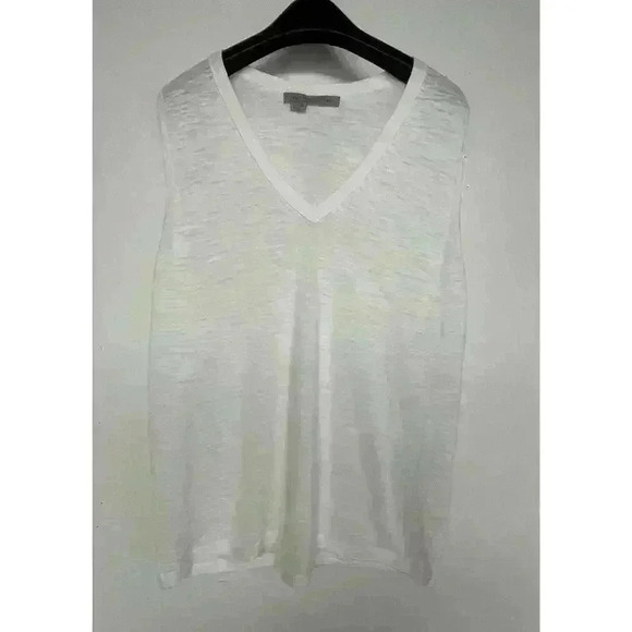 360 Cashmere Tops - Rocky Barnes x 360 White Cotton Vneck Top Sleeveless Top Size Small